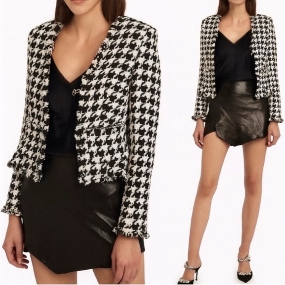 L’agence Adette Houndstooth Black and White Jacket/Size 4 - Picture 1 of 8